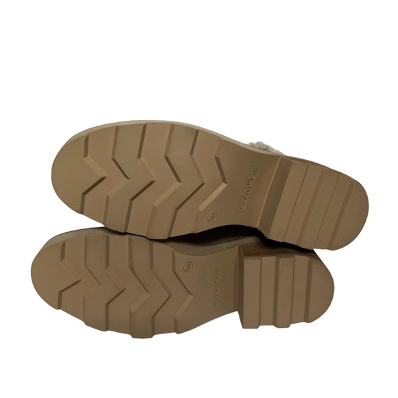 NWOT Calvin Klein Leather Faux Fur Anissa Chelsea Ankle Boots - Picture 13 of 15